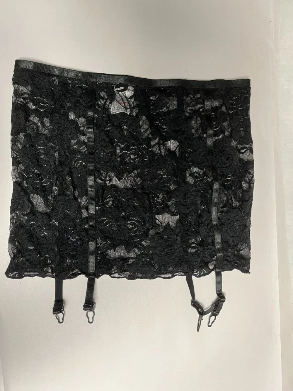 Starline Lace Garter Belt Black Floral Lace S/M